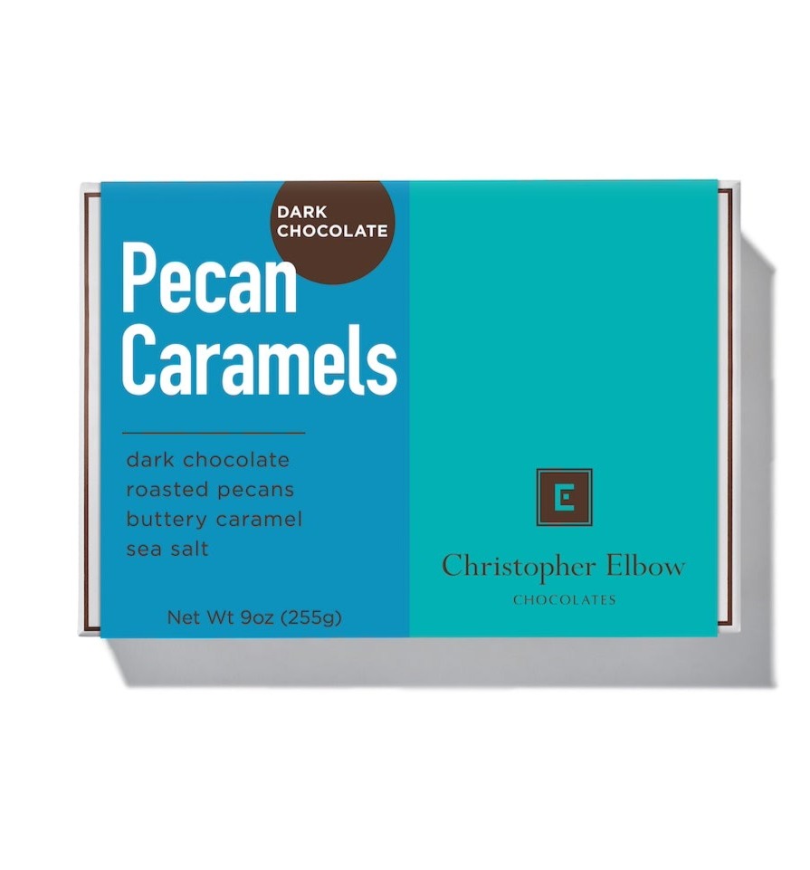 Wrapped Christopher Elbow Dark Chocolate Pecan Caramels at The Chocolate Dispensary