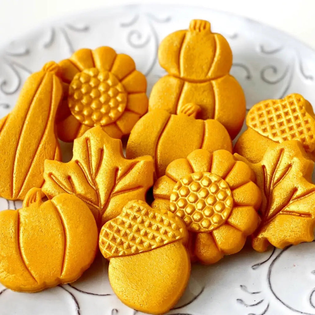 Marzipops Marzipan Luxe Golden Thanksgiving Candy Treats on a plate 
