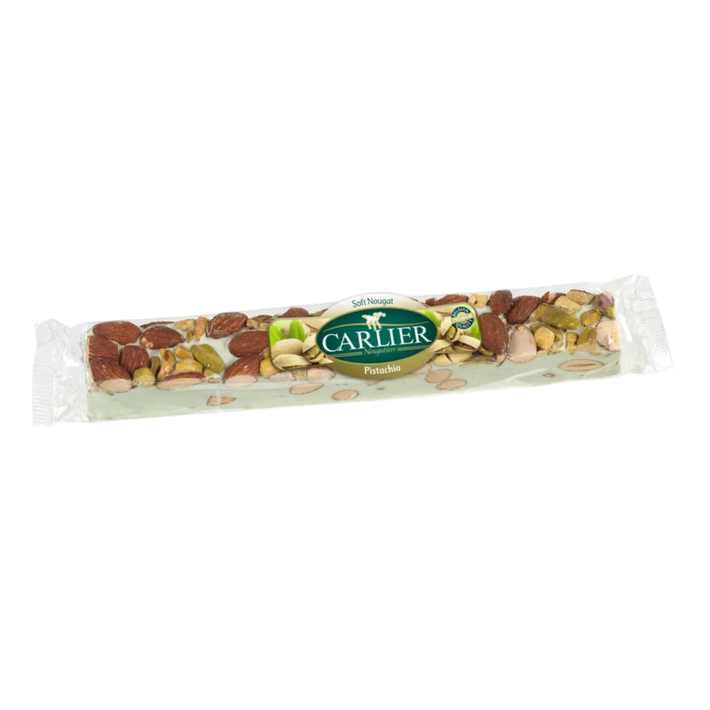  Carlier Pistachio nougat bar packaging on a white background