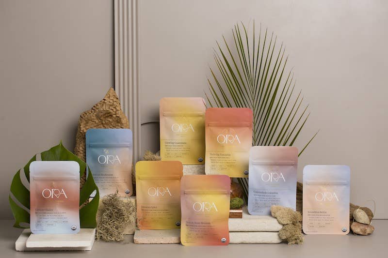 Ceremonial Cacao: Single Serving Size Packets on a table with plants and other decorative items