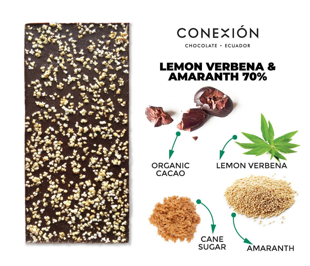 Unwrapped Lemon Verbena & Amaranth 70% with various ingredients to the right of it, against a white background