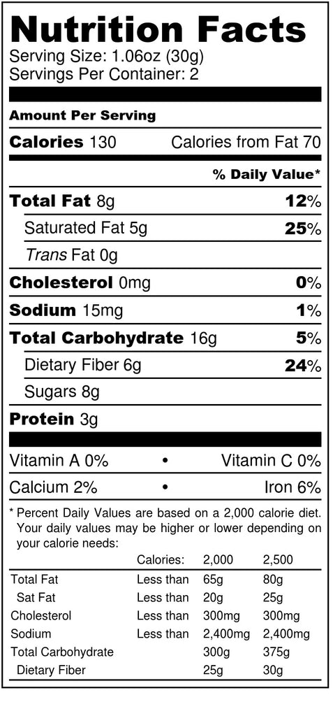 Nutrition facts for You Bread My Mind 70%