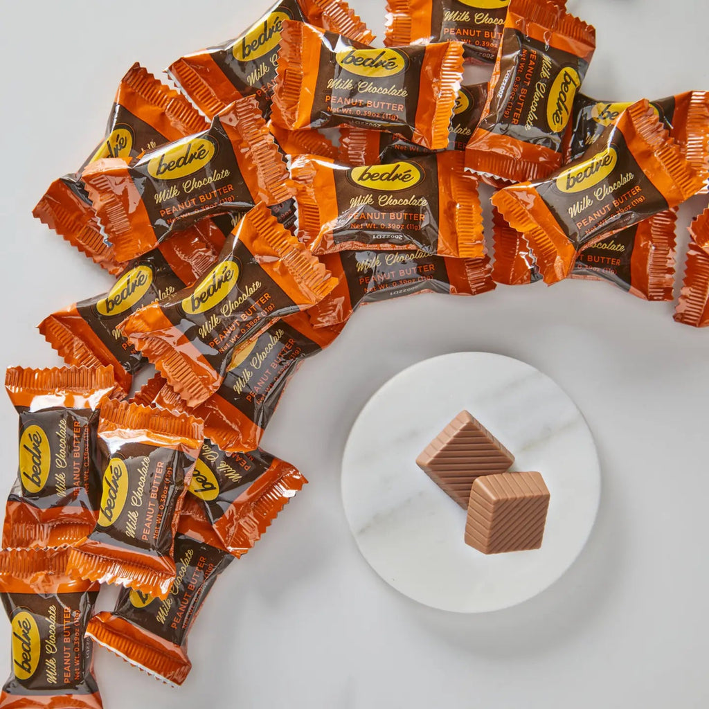 Bedre Milk Chocolate Peanut Butter Melts packaging against a white packaging