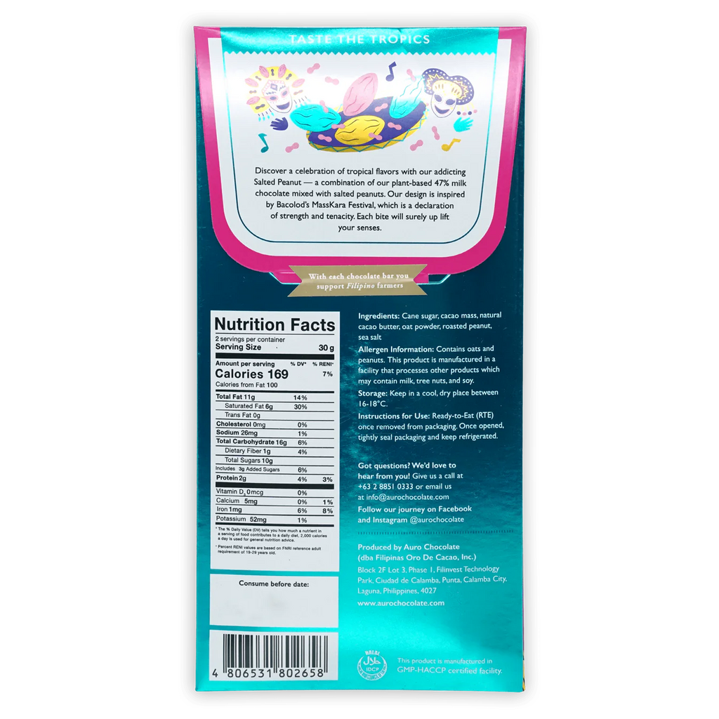 Nutrition facts and ingredients for Milk Salted Peanut 47% from Auro Chocolate