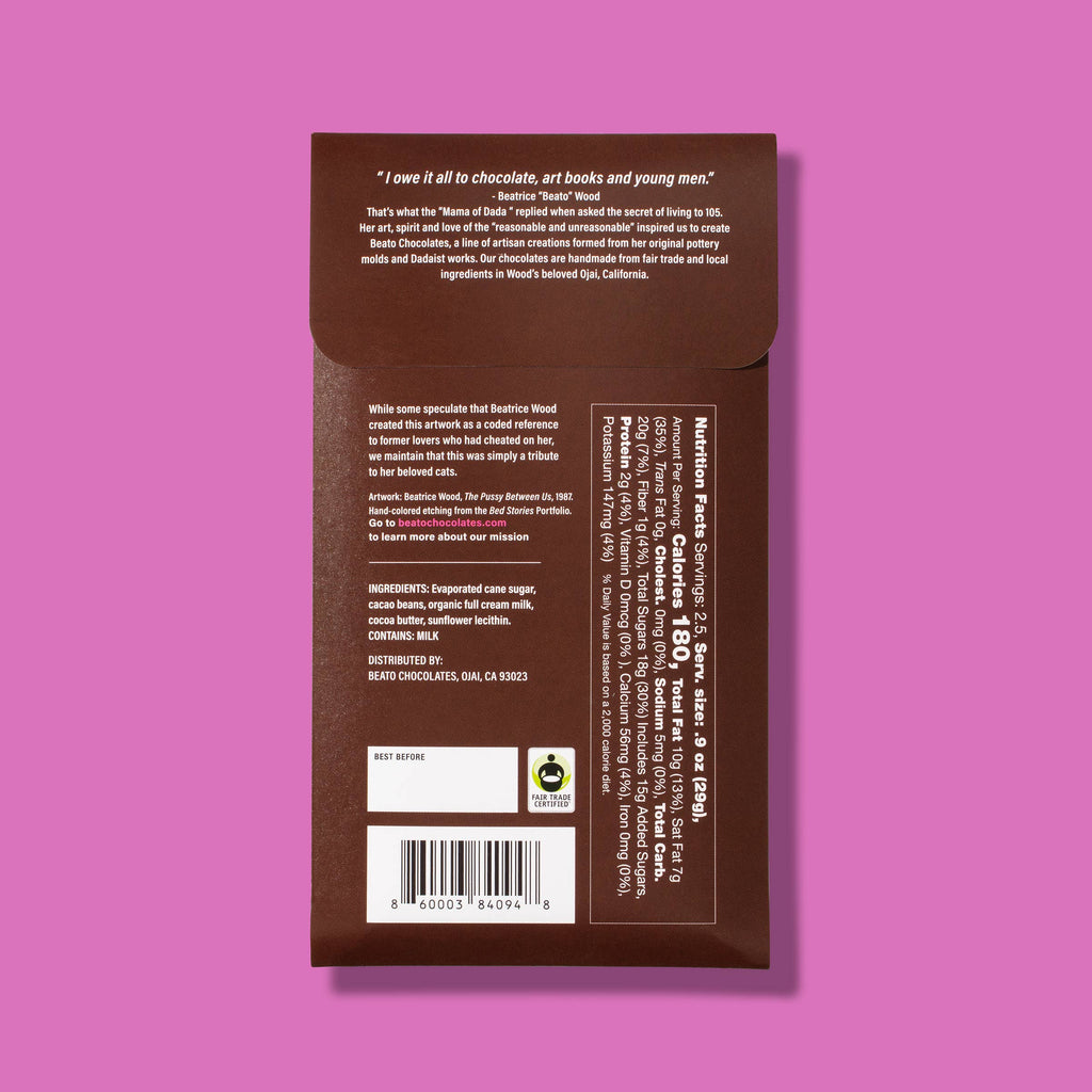 Beato "The Pussy Between Us" 38% Milk Chocolate Nutritional Information