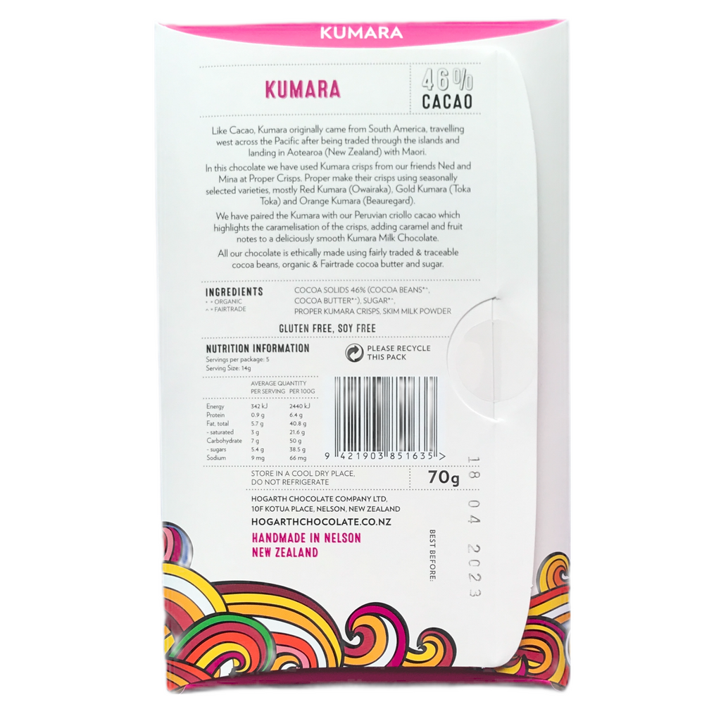 Kumara Milk Chocolate from Hogarth Chocolate Makers Nutrition facts and ingredients