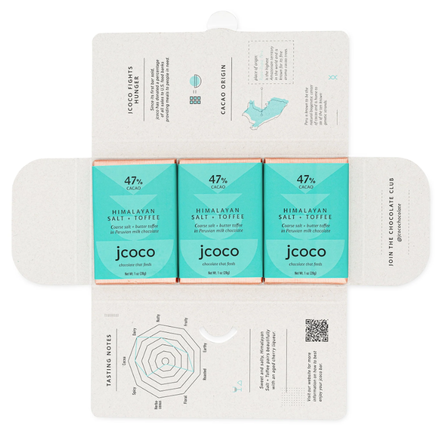 Three Jcoco Himalayan Salt + Toffee bars at The Chocolate Dispensary