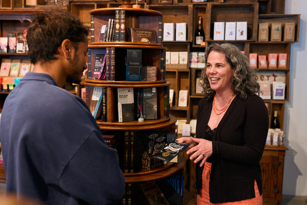 Kala shows a customer selections from the hardcore selection