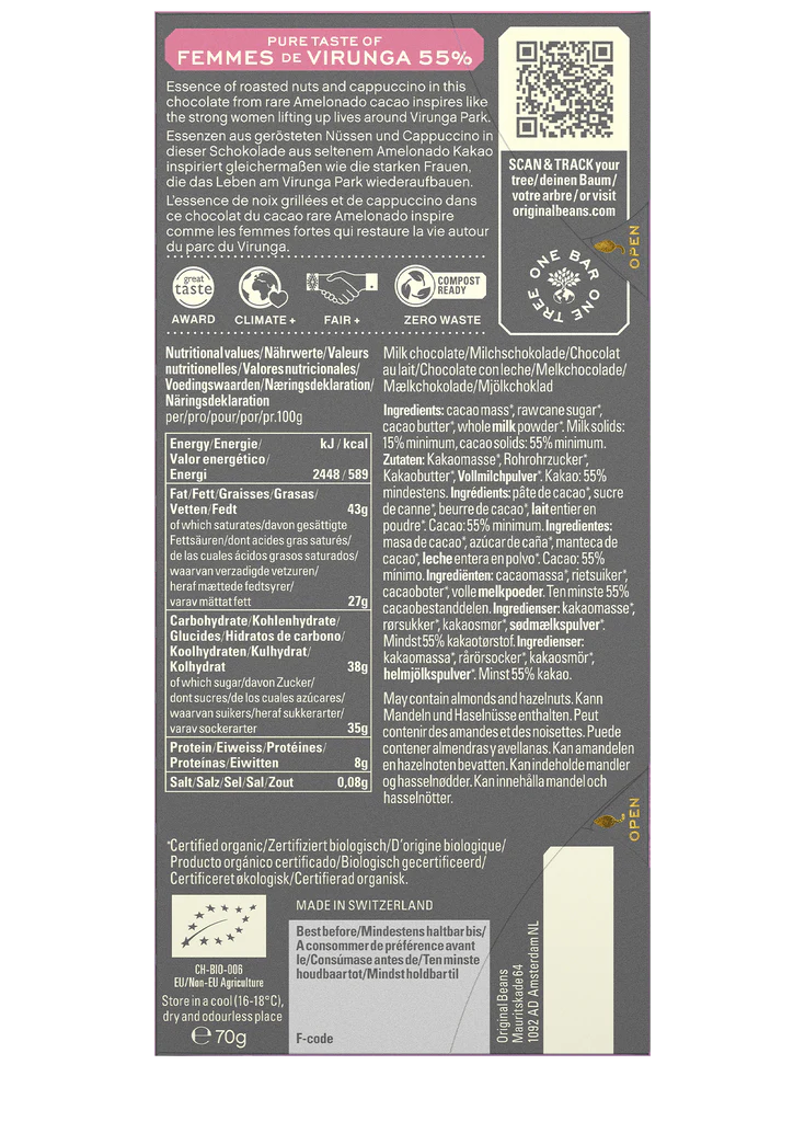 Nutrition facts and ingredients for Femmes de Virunga 55%