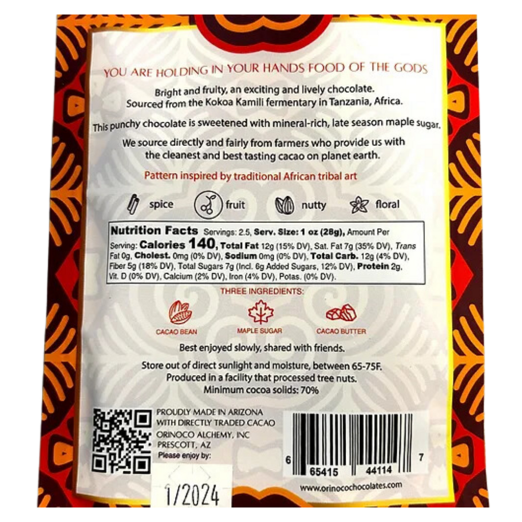 Nutrition Facts and ingredients for Orinoco 70% Kokoa Kamili, Tanzania