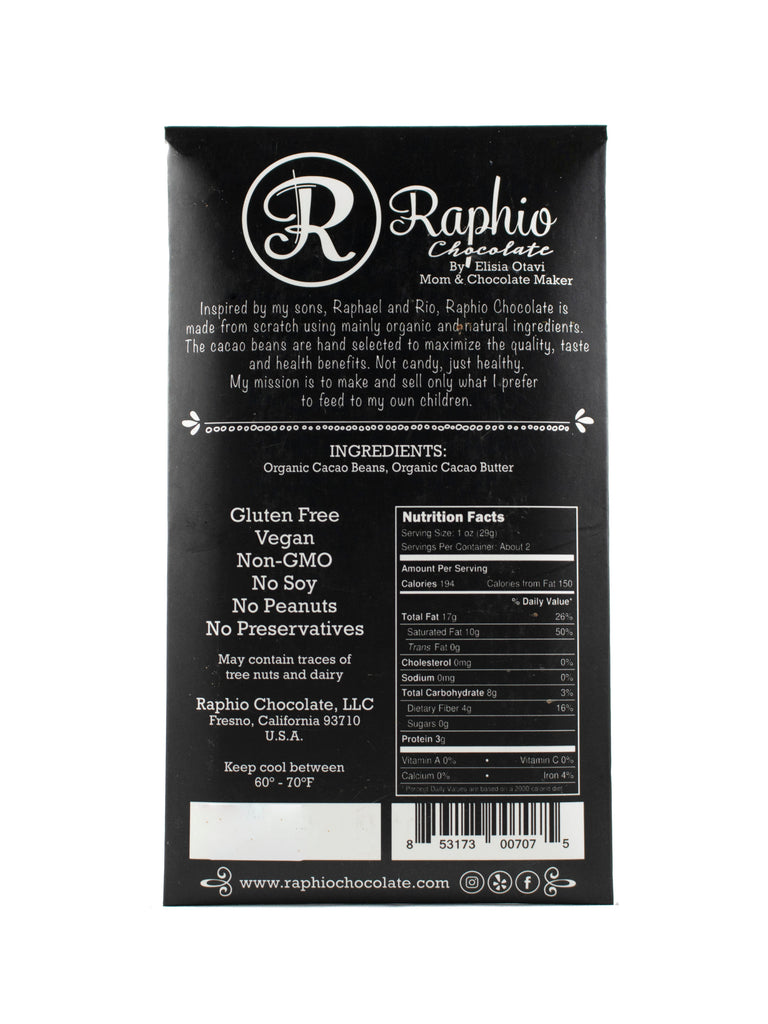 Nutrition facts and ingredients for Raphio 102% Ecuador at The Chocolate Dispensary