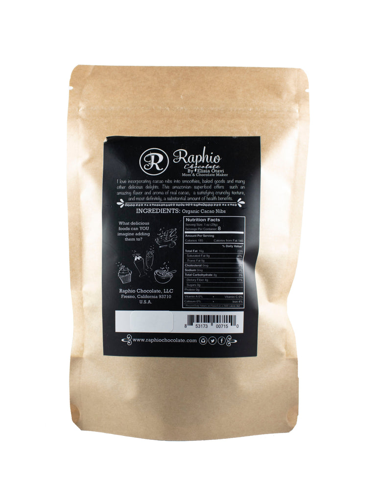 Ingredients and nutrition facts for Cacao Nibs 100%