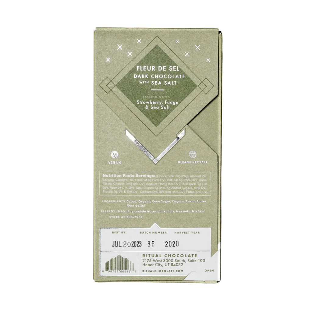 Nutrition facts and ingredients for Ritual Chocolate Fleur de Sel, 70%