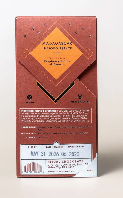 Nutrition facts and ingredients for Madagascar 75%