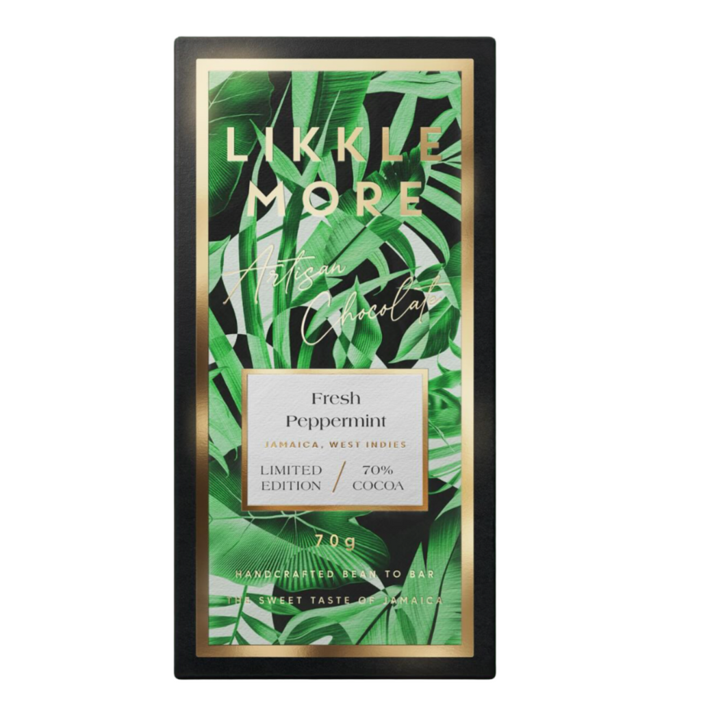 Likkle More fresh peppermint bar packaging against a white background