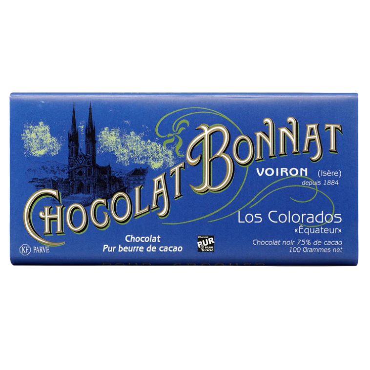 Bonnat Los Colorados, Ecuador 75% packaging against a white background