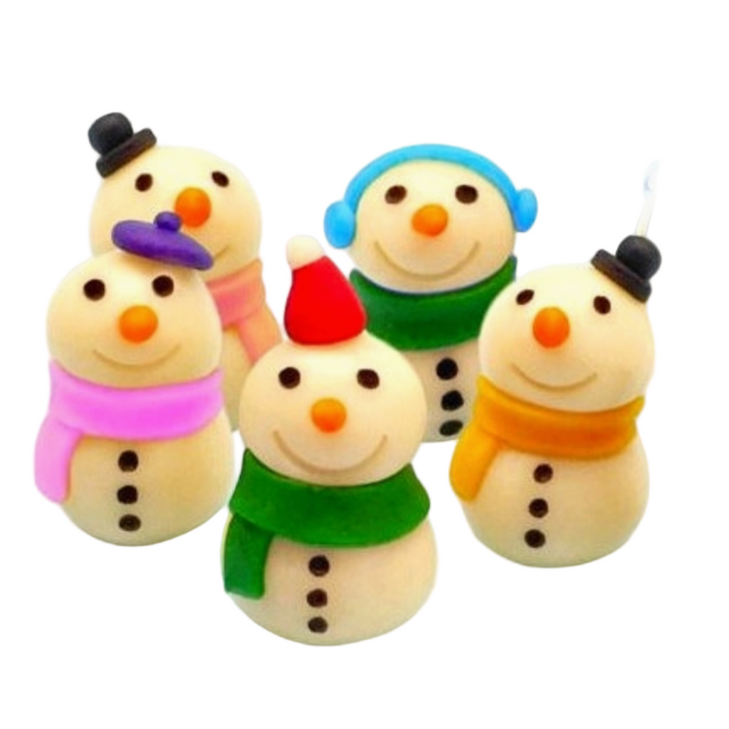 Marzipops marzipan snowmen on a white background