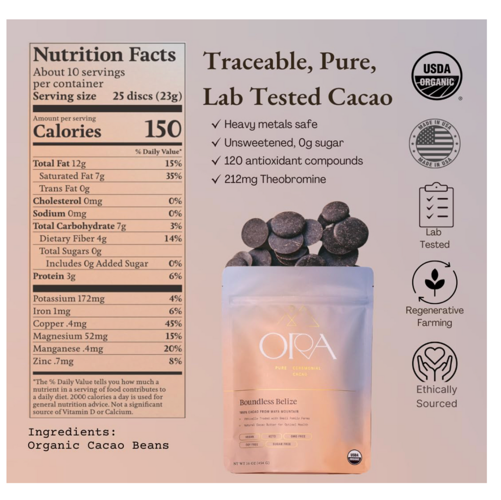 Boundless Belize 100% Organic Ceremonial Cacao, 8 oz (approx 10 servin ...