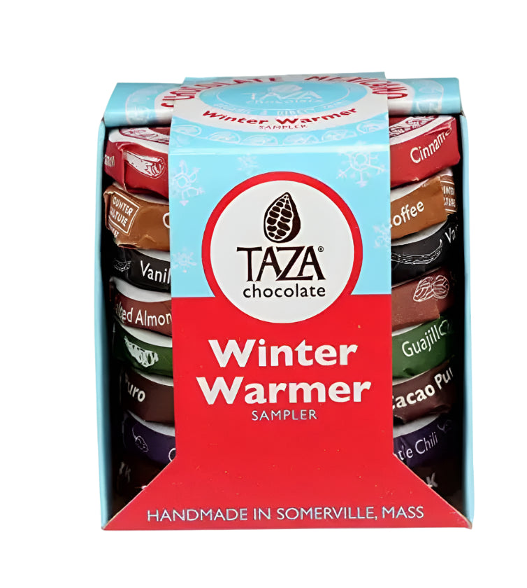 A picture of Organic Winter Warmer Chocolate Sampler 8 Count in packaging on a white  background