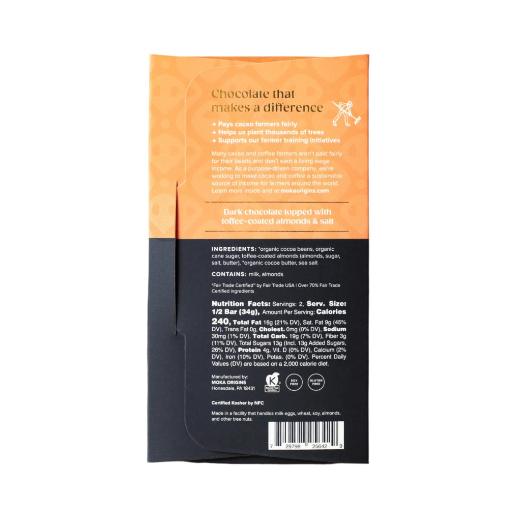 Moka Origins Toffee Almond Nutritional Information against a white background