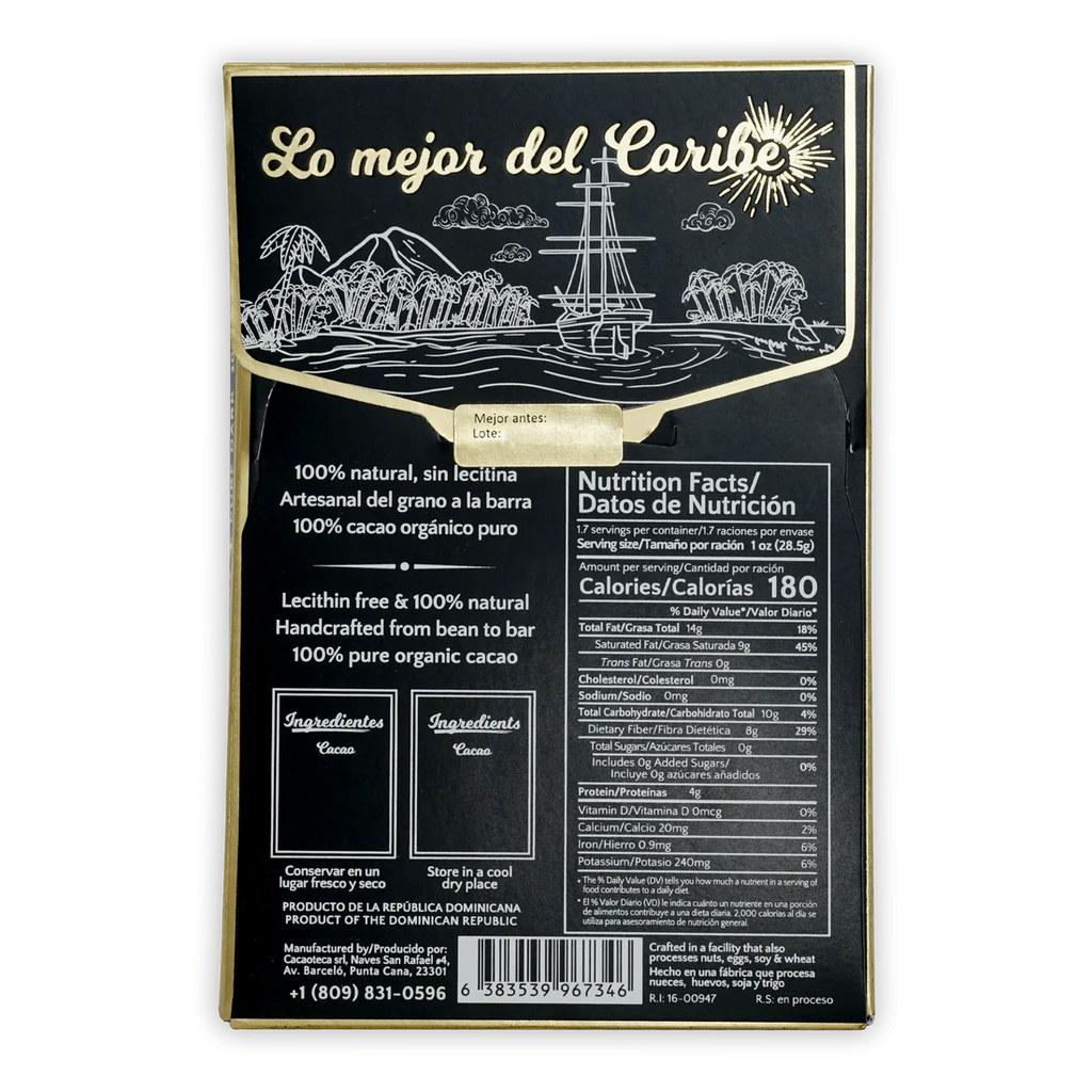 Nutrition facts and ingredients for Dark 100% from Cacaoteca