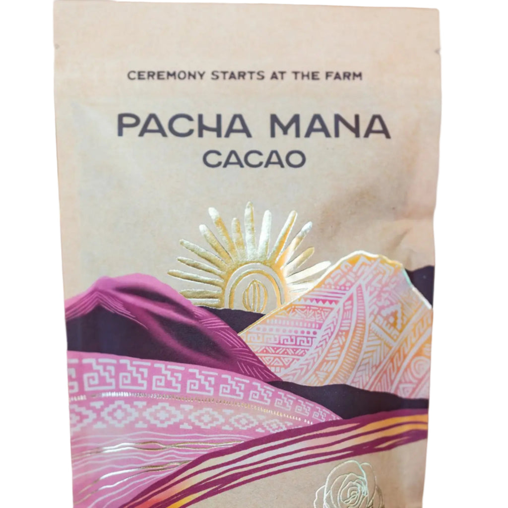 Pacha Mana Cacao packaging against a white background