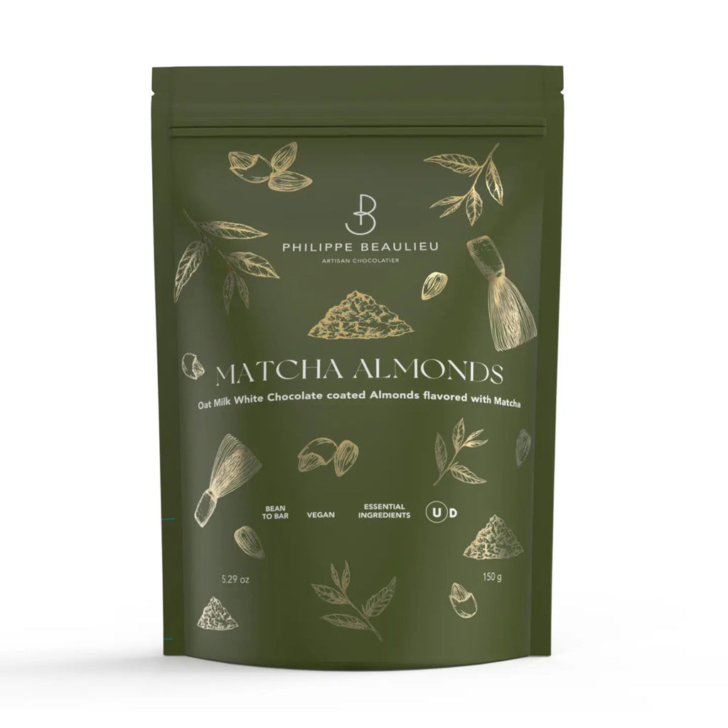  Philippe Beaulieu Matcha Almonds packaging on a white background