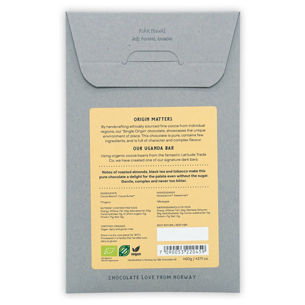 Nutrition facts and ingredients for Dark Chocolate Bar Uganda 100% (Organic) bar